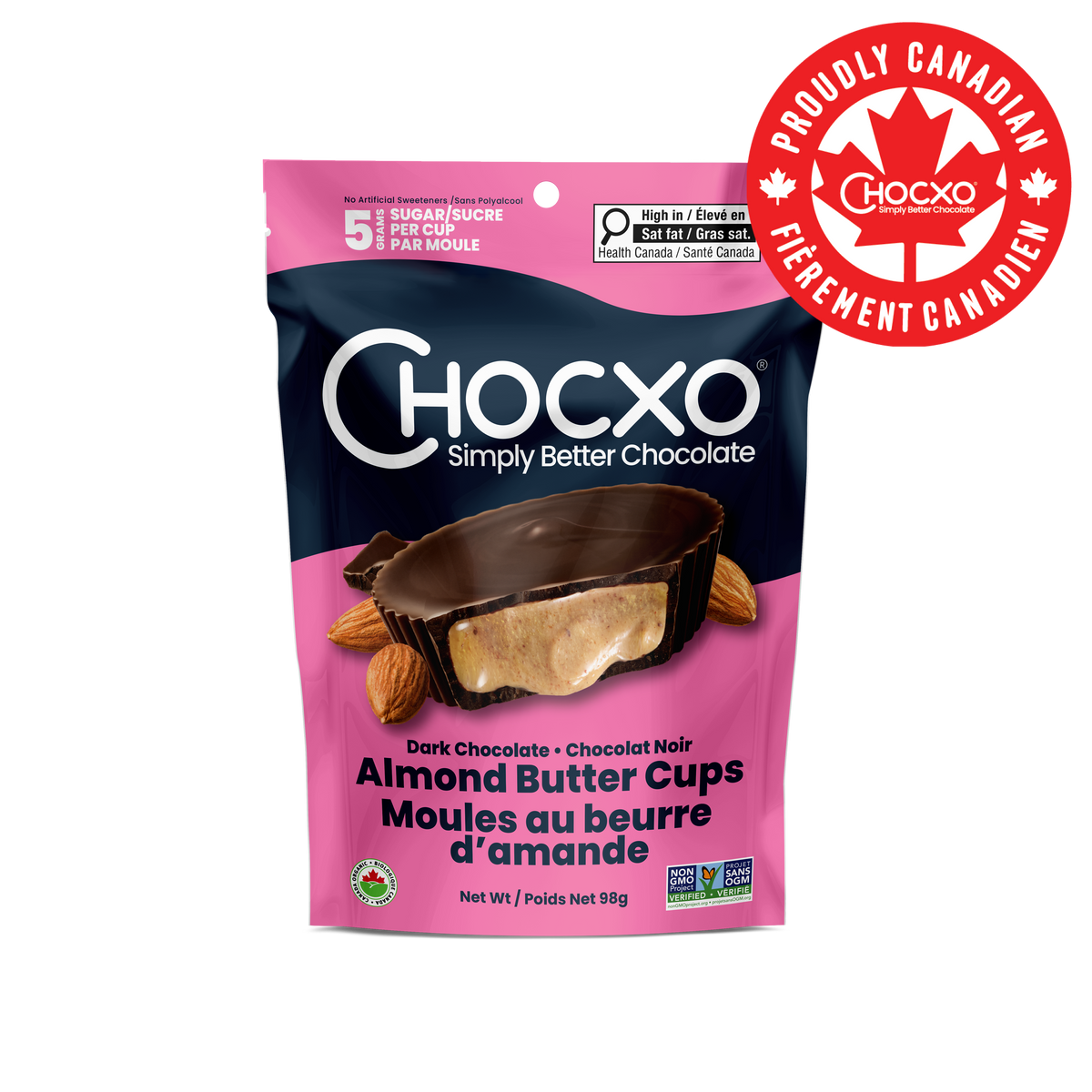 Dark Chocolate Almond Butter Cups - front of bag