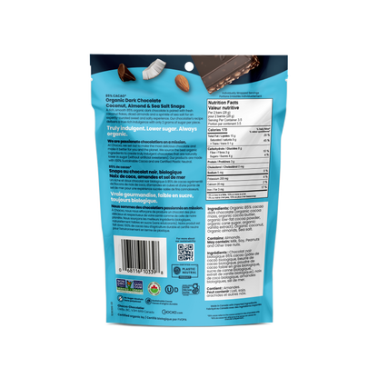 Coconut, Almond & Sea Salt Snaps - back of bag with nutrition facts