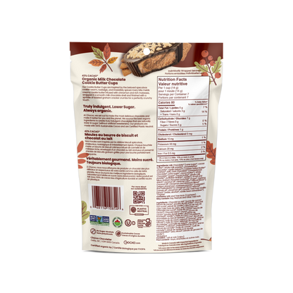 Milk Chocolate Cookie Butter Cups - back of bag with nutrition facts