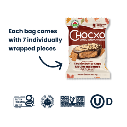 Milk Chocolate Cookie Butter Cups - each bag contains 7 individually wrapped pieces