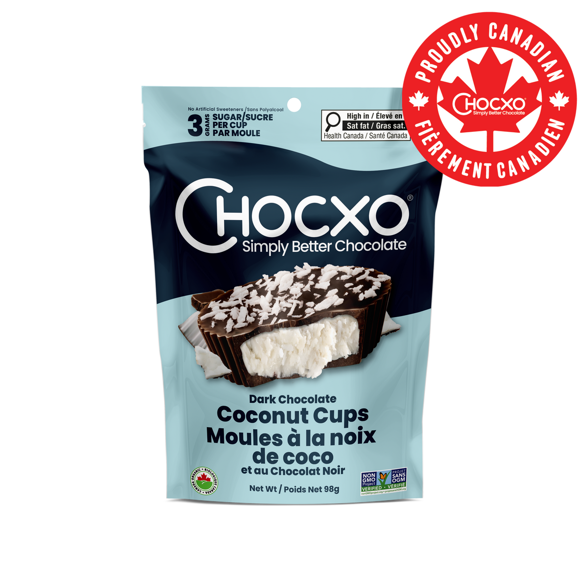Dark Chocolate Coconut Cups - front of bag