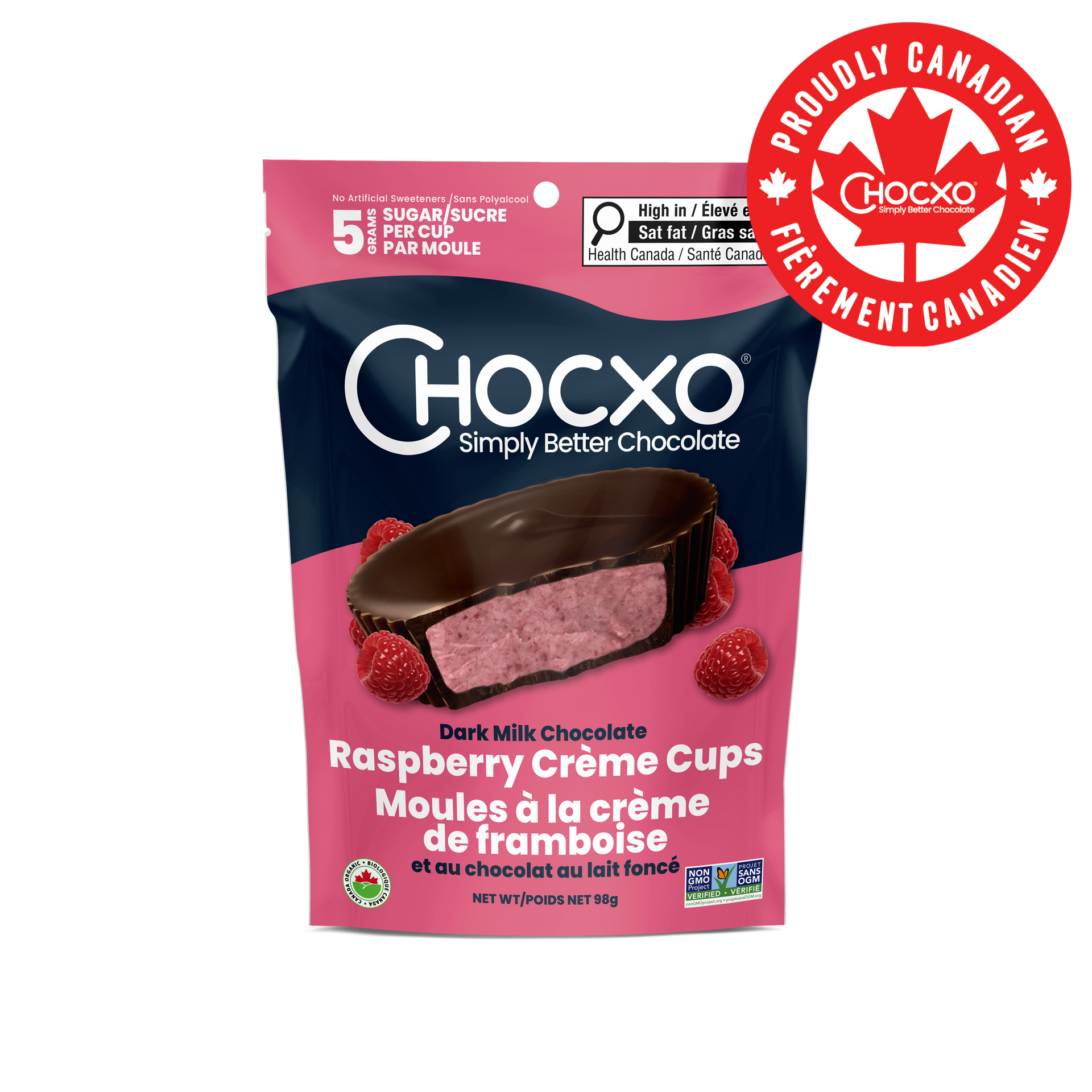 Dark Milk Chocolate Raspberry Crème Cups – Chocxo.ca